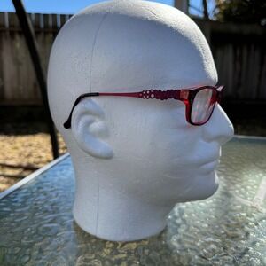 Spot Light Purple Red Rectangular Eyeglasses Frames 52-18-135 Laser Cut Temples